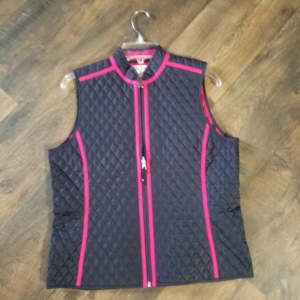 TEHAMA quilted blue pink trim vest